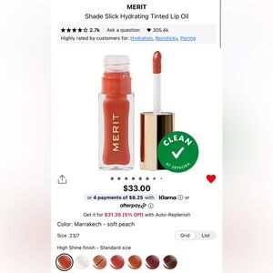 MERIT Shade Slick Hydrating Tinted Lip Oil